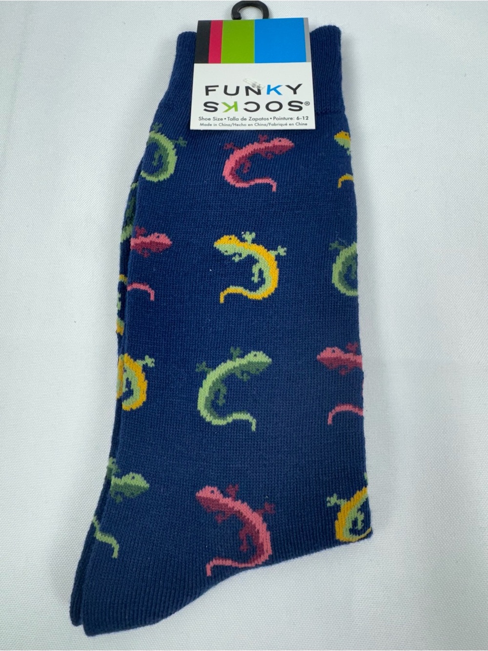 Funky Socks CK Men’s Crew Socks Casual Dress Gecko Lizards Size 10-13 NEW